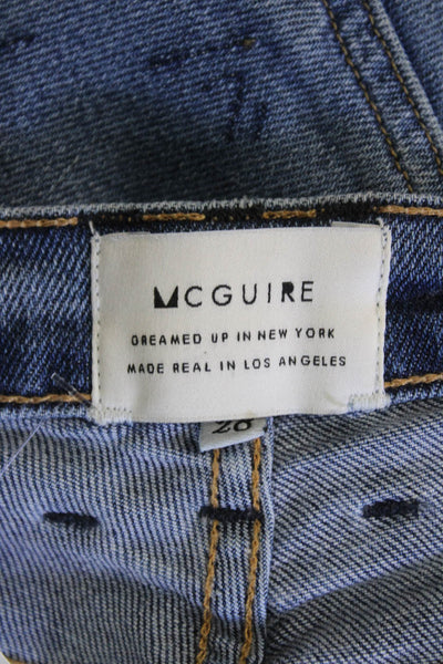 McGuire Womens Cotton Striped Mid-Rise Skinny Jeans Blue Size 28