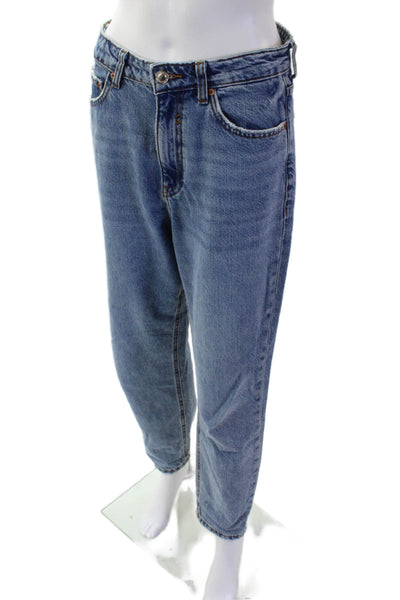Zara Womens Denim Medium Wash 90s Mom Fit Jeans Blue Size 6