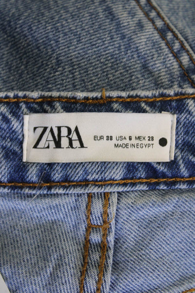 Zara Womens Denim Medium Wash 90s Mom Fit Jeans Blue Size 6