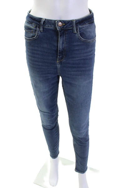 Zara Womens High-Rise Dark Wash Skinny Jeans Navy Size 6