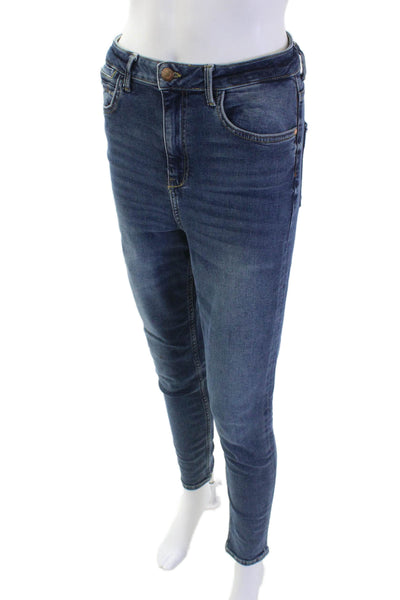 Zara Womens High-Rise Dark Wash Skinny Jeans Navy Size 6