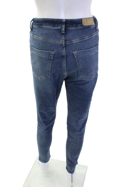 Zara Womens High-Rise Dark Wash Skinny Jeans Navy Size 6