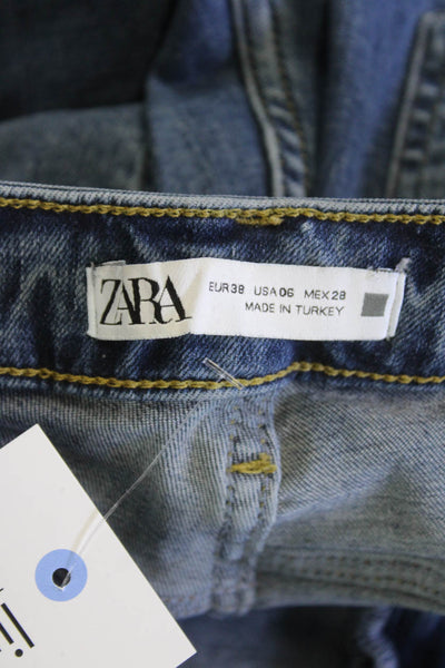 Zara Womens High-Rise Dark Wash Skinny Jeans Navy Size 6
