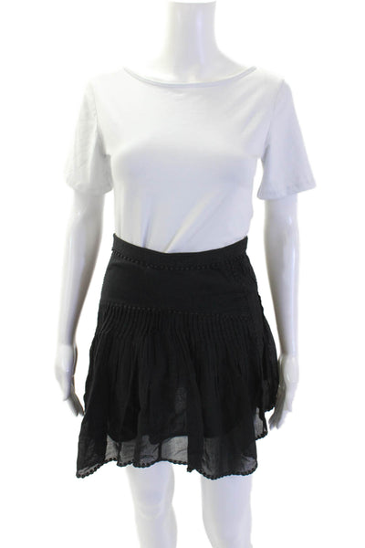 Isabel Marant Etoile Womens Cotton Textured Asymmetric Skirt Black Size 34