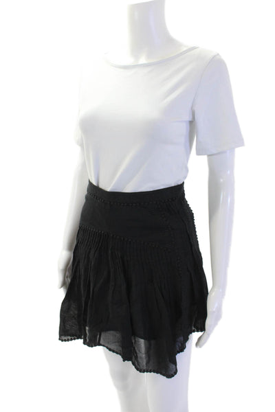 Isabel Marant Etoile Womens Cotton Textured Asymmetric Skirt Black Size 34