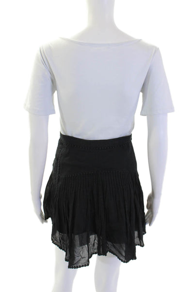 Isabel Marant Etoile Womens Cotton Textured Asymmetric Skirt Black Size 34