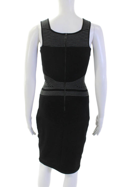 Narciso Rodriguez Womens Wool Striped Scoop Neck Knit Dress Black Size 38