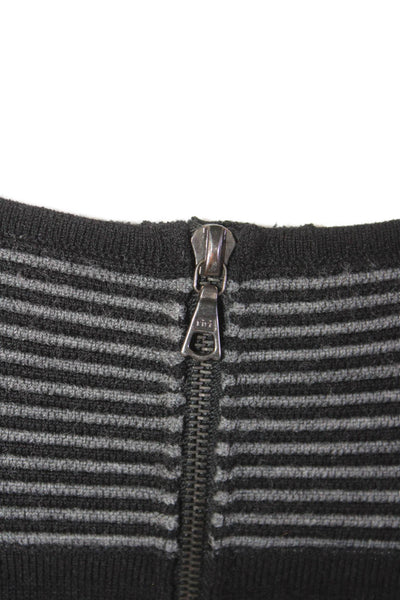 Narciso Rodriguez Womens Wool Striped Scoop Neck Knit Dress Black Size 38