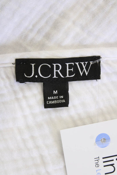 J Crew Womens Cotton Round Neck Short Sleeve Lightweight Blouse White Size M