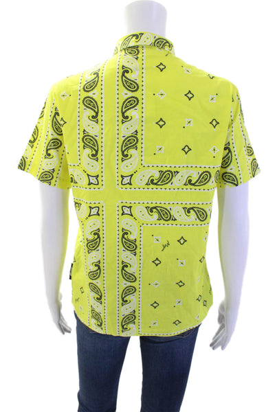 MSGM Womens Cotton Paisley Print Collared Cropped Buttoned Top Yellow Size 14