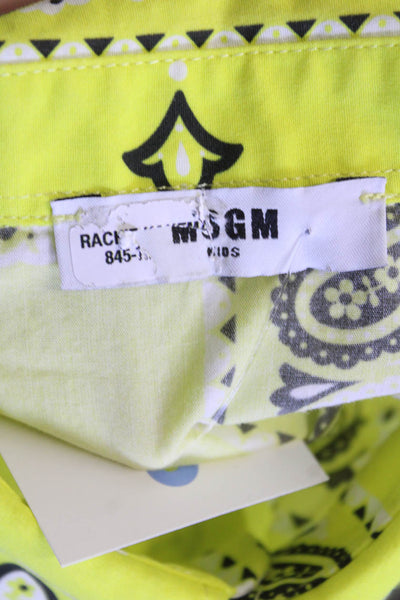 MSGM Womens Cotton Paisley Print Collared Cropped Buttoned Top Yellow Size 14