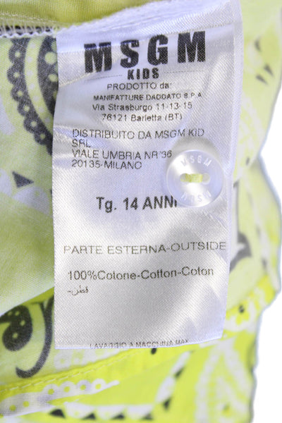 MSGM Womens Cotton Paisley Print Collared Cropped Buttoned Top Yellow Size 14