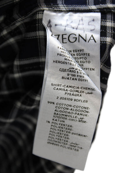 Z Zegna Mens Plaid Button-Down Top Blue Size S