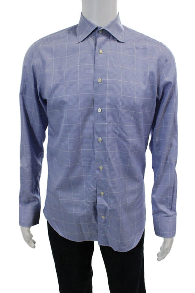 Suit Supply Mens Button-Down Shirt Blue Size 38