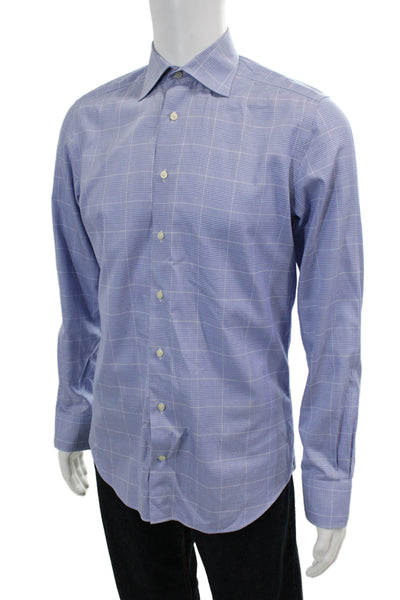 Suit Supply Mens Button-Down Shirt Blue Size 38