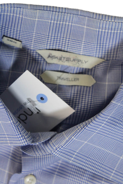 Suit Supply Mens Button-Down Shirt Blue Size 38