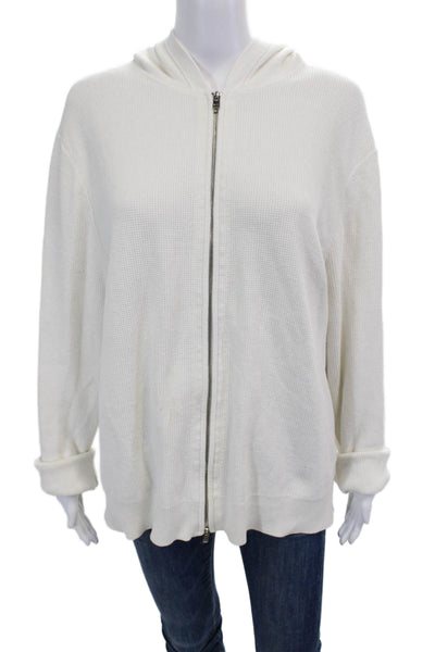 Theory Unisex Adults Waffle Knit Hoodies White Size L