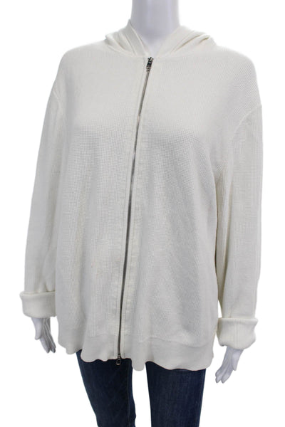 Theory Unisex Adults Waffle Knit Hoodies White Size L