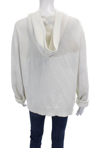 Theory Unisex Adults Waffle Knit Hoodies White Size L