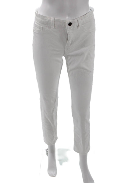 Theory Womens Cotton Zip Button Lined Skinny Leg Pants White Size EUR 26