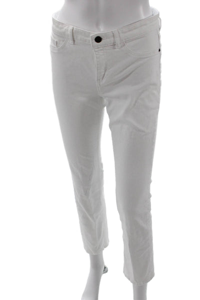 Theory Womens Cotton Zip Button Lined Skinny Leg Pants White Size EUR 26