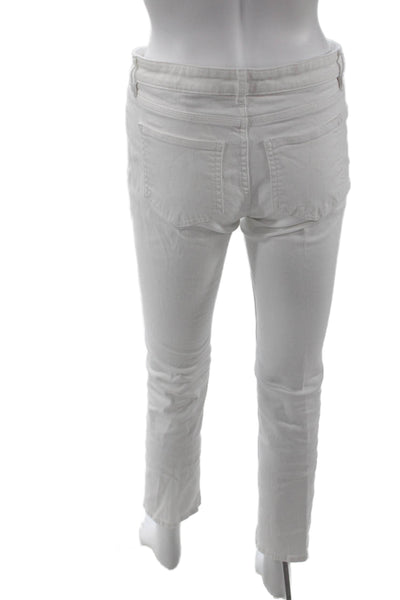 Theory Womens Cotton Zip Button Lined Skinny Leg Pants White Size EUR 26