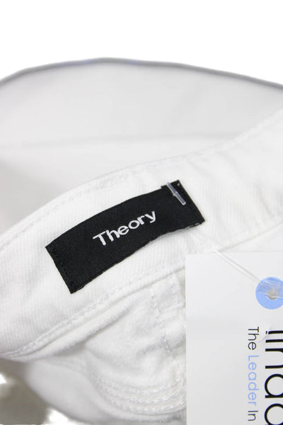 Theory Womens Cotton Zip Button Lined Skinny Leg Pants White Size EUR 26