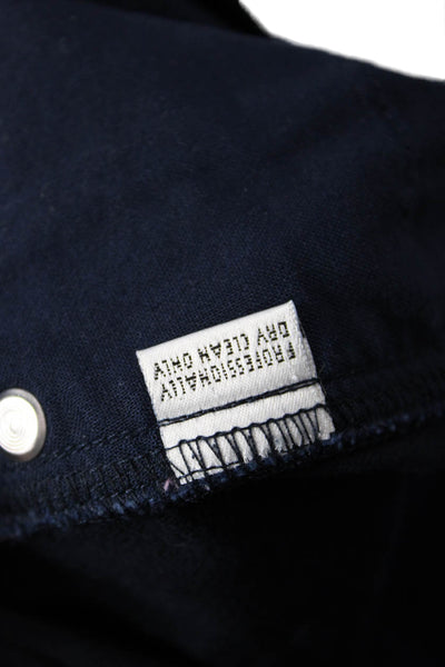 St. John Sport Womens Textured Zip Button Wide Leg Pants Navy Size 04