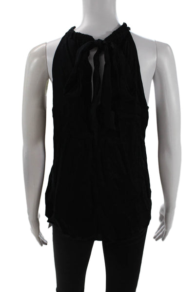 Lini Womens Leopard Print Sleeveless Halter Blouse Black Size XS