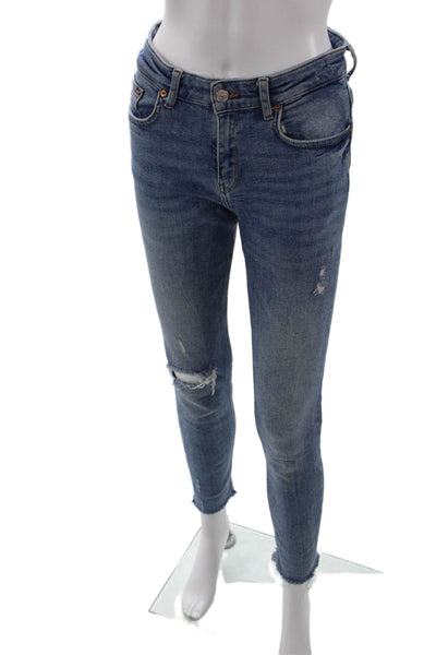 Zara Womens Medium Wash Distressed Skinny Jeans Blue Size 6