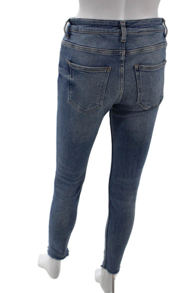 Zara Womens Medium Wash Distressed Skinny Jeans Blue Size 6
