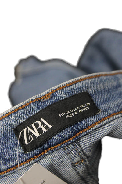 Zara Womens Medium Wash Distressed Skinny Jeans Blue Size 6