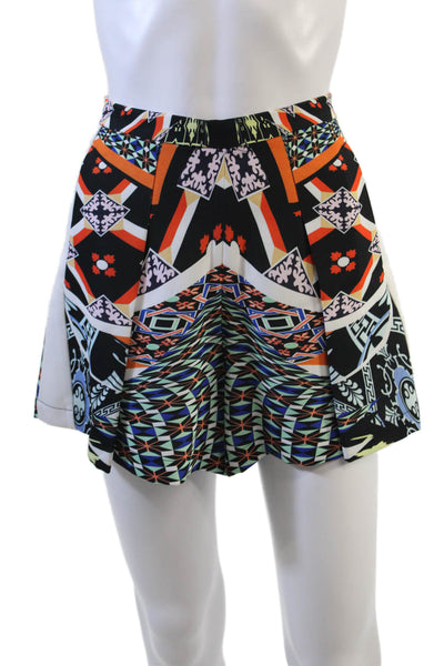 Clover Canyon Womens Abstract Print Pleated Shorts Multi Colored Size Small