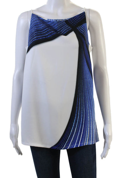 Clover Canyon Womens Printed Spaghetti Strap Tank Top White Blue Size Small