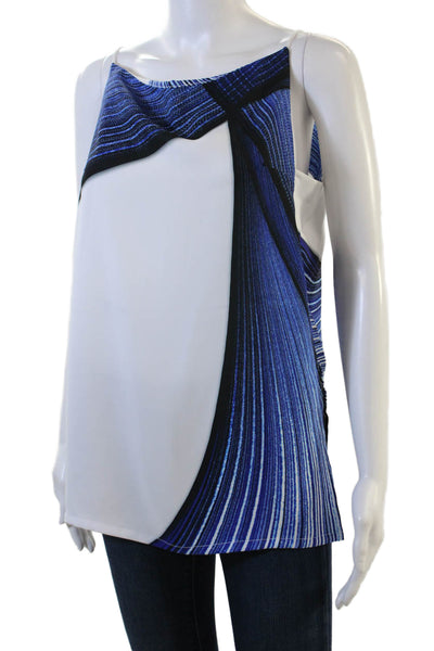 Clover Canyon Womens Printed Spaghetti Strap Tank Top White Blue Size Small