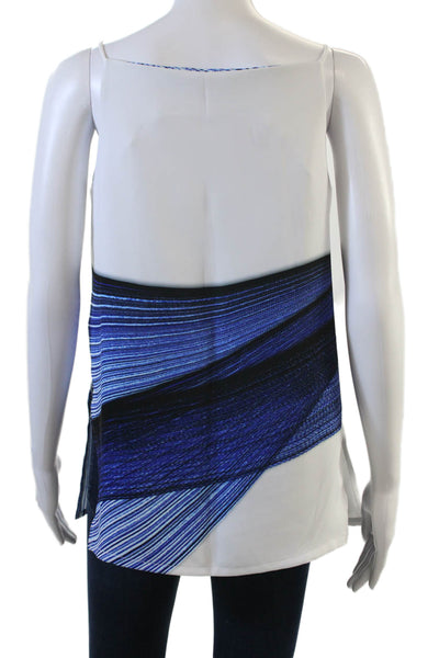 Clover Canyon Womens Printed Spaghetti Strap Tank Top White Blue Size Small