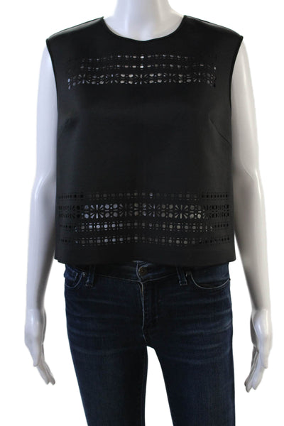 Clover Canyon Womens Laser Cut Detail Cropped Tank Top Black Size Large