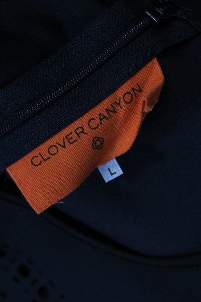 Clover Canyon Womens Laser Cut Detail Cropped Tank Top Black Size Large