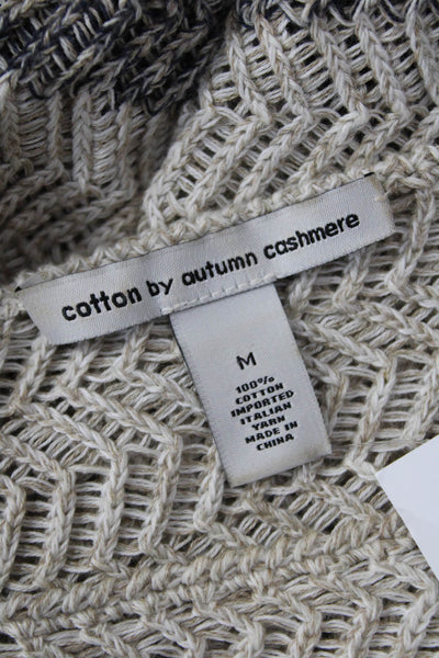 Cotton By Autumn Cashmere Womens Scoop Neck Striped Sweater Beige Size Medium