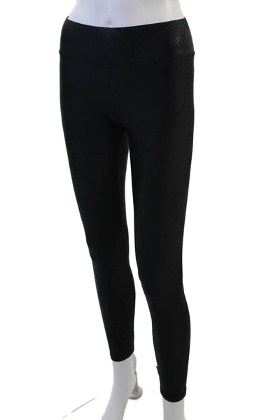 Terez Womens Elastic Waistband Striped Ankle Leggings Black Size Small