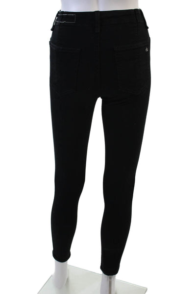 Rag & Bone Womens Zipper Fly High Rise Skinny Jeans Black Denim Size 24