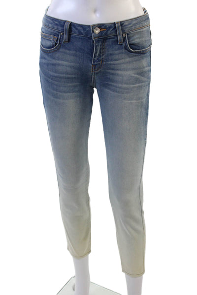 IRO Jeans Womens Zipper Fly High Rise Ombre Skinny Jeans White Blue Size 26