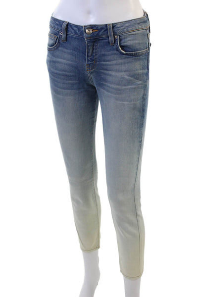 IRO Jeans Womens Zipper Fly High Rise Ombre Skinny Jeans White Blue Size 26