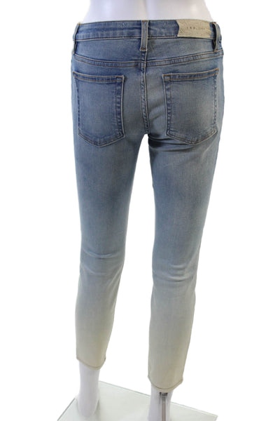 IRO Jeans Womens Zipper Fly High Rise Ombre Skinny Jeans White Blue Size 26