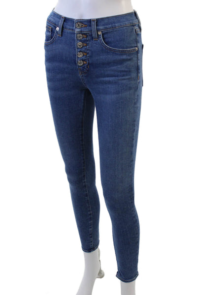 Veronica Beard Jeans Womens Button Fly High Rise Skinny Jeans Blue Size 24