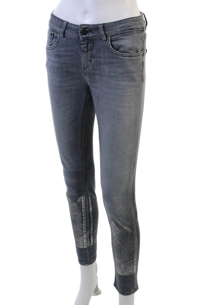 Closed Womens Zipper Fly Mid Rise Skinny Ankle Jeans Gray Denim Size 25