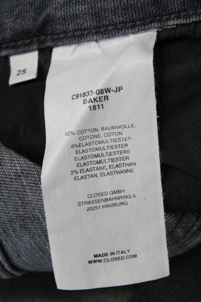 Closed Womens Zipper Fly Mid Rise Skinny Ankle Jeans Gray Denim Size 25