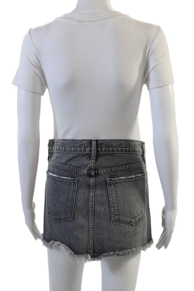 Agolde Womens ZIpper Fly Denim Fringe Mini Skirt Gray Size 24