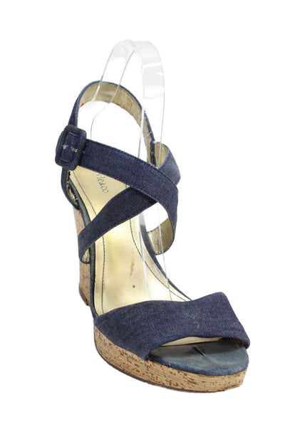 See by Chloe Womens Denim Platform Wedges Blue Size 8