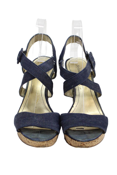 See by Chloe Womens Denim Platform Wedges Blue Size 8